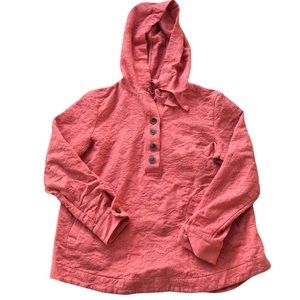 Soft Surroundings Forsythia Hoodie Coral Cotton Paisley Jacquard Print Medium M